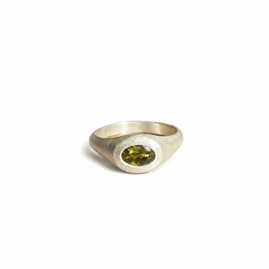 Olive Green Tourmaline Pinky Ring